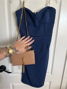 guess strapless denim dress GUESS Women's Pamela Strapless Sequin Denim Dress